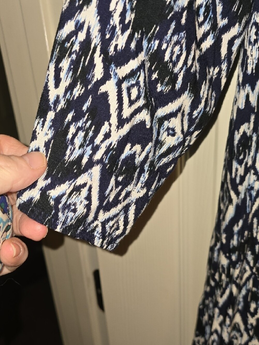 Doe & Rae Navy & White Patterned Neckline Top - Picture 4 of 6